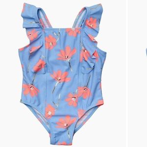 NWOT Snapper Rock Girl’s One Piece Swimsuit with Ruffle Size 8